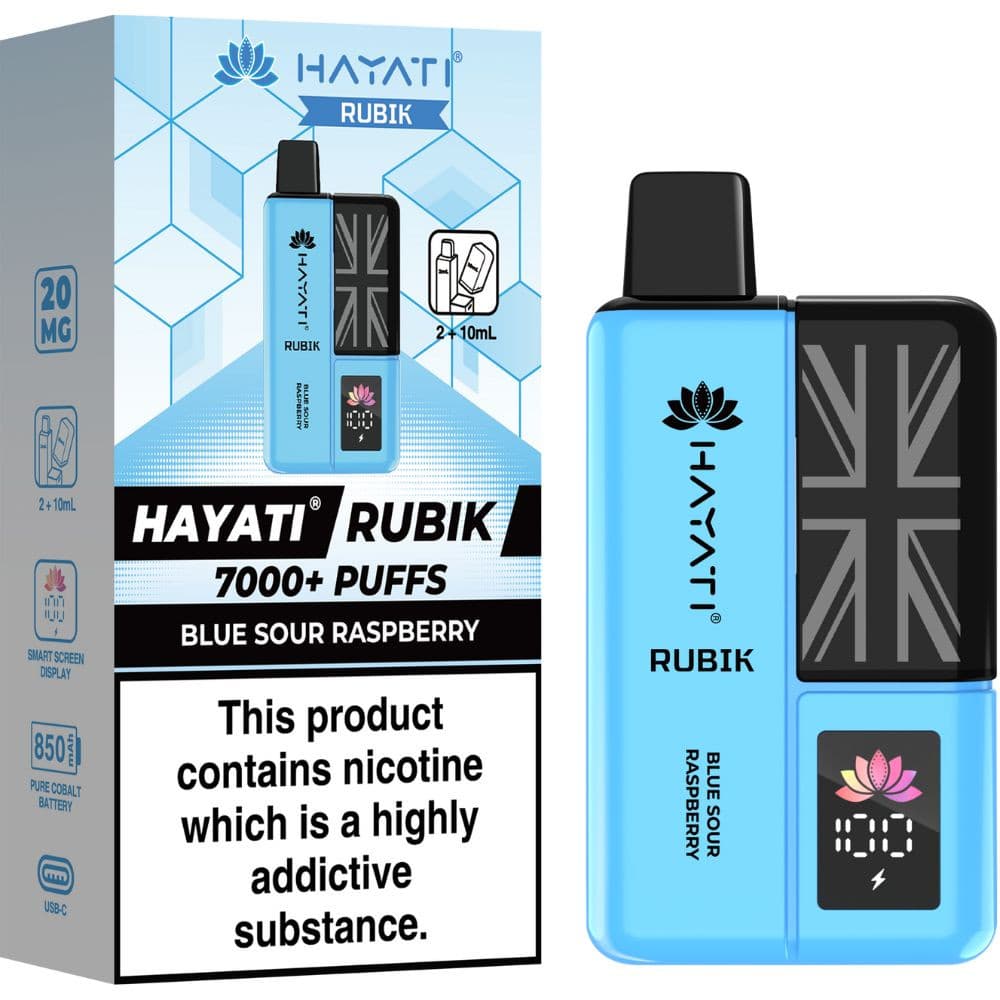  Blue Sour Raspberry Hayati Rubik 7000 Vape Kit Box of 5