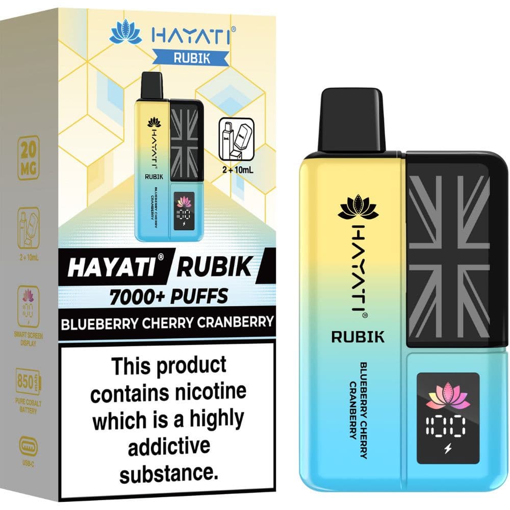  Blueberry Cherry Cranberry Hayati Rubik 7000 Vape Kit Box of 5