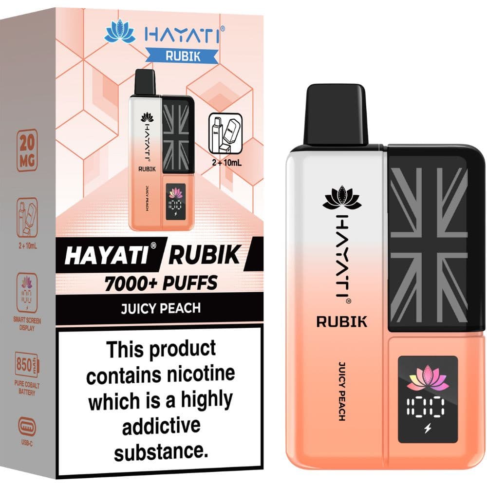  Juicy Peach Hayati Rubik 7000 Vape Kit Box of 5