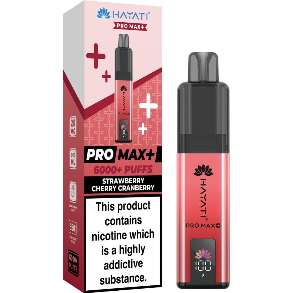  Strawberry Cherry Cranberry Hayati Pro Max Plus 6000 Vape Kit Box of 5