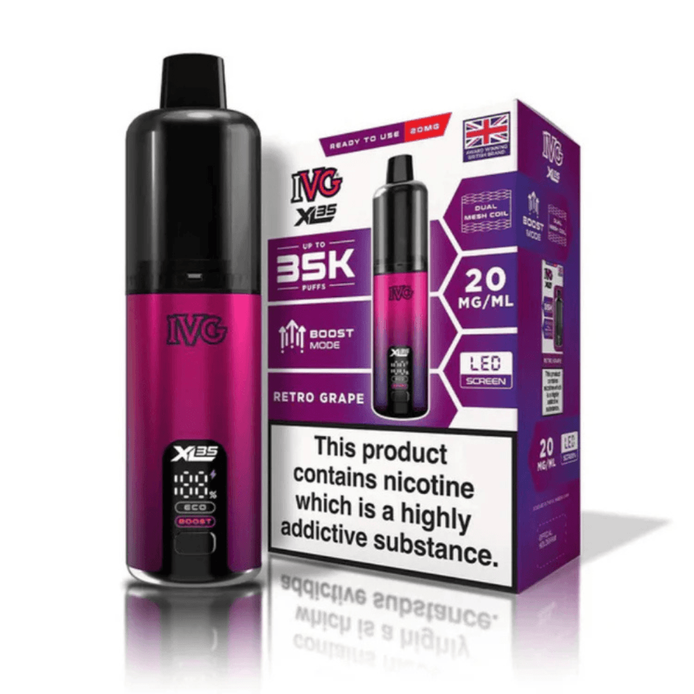  Retro Grape IVG XL 35k Prefilled Vape Kit Box of 5