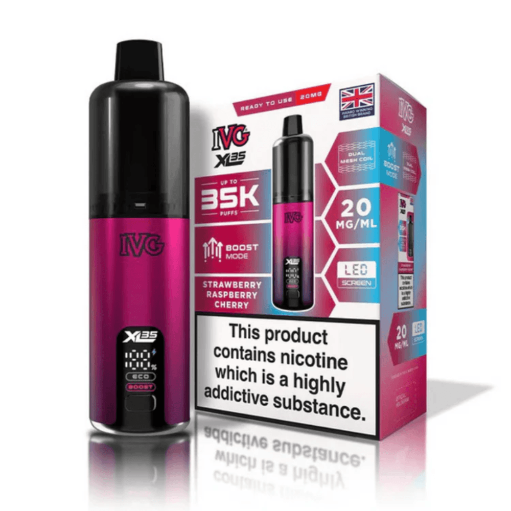  Strawberry Raspberry Cherry Ice IVG XL 35k Prefilled Vape Kit Box of 5
