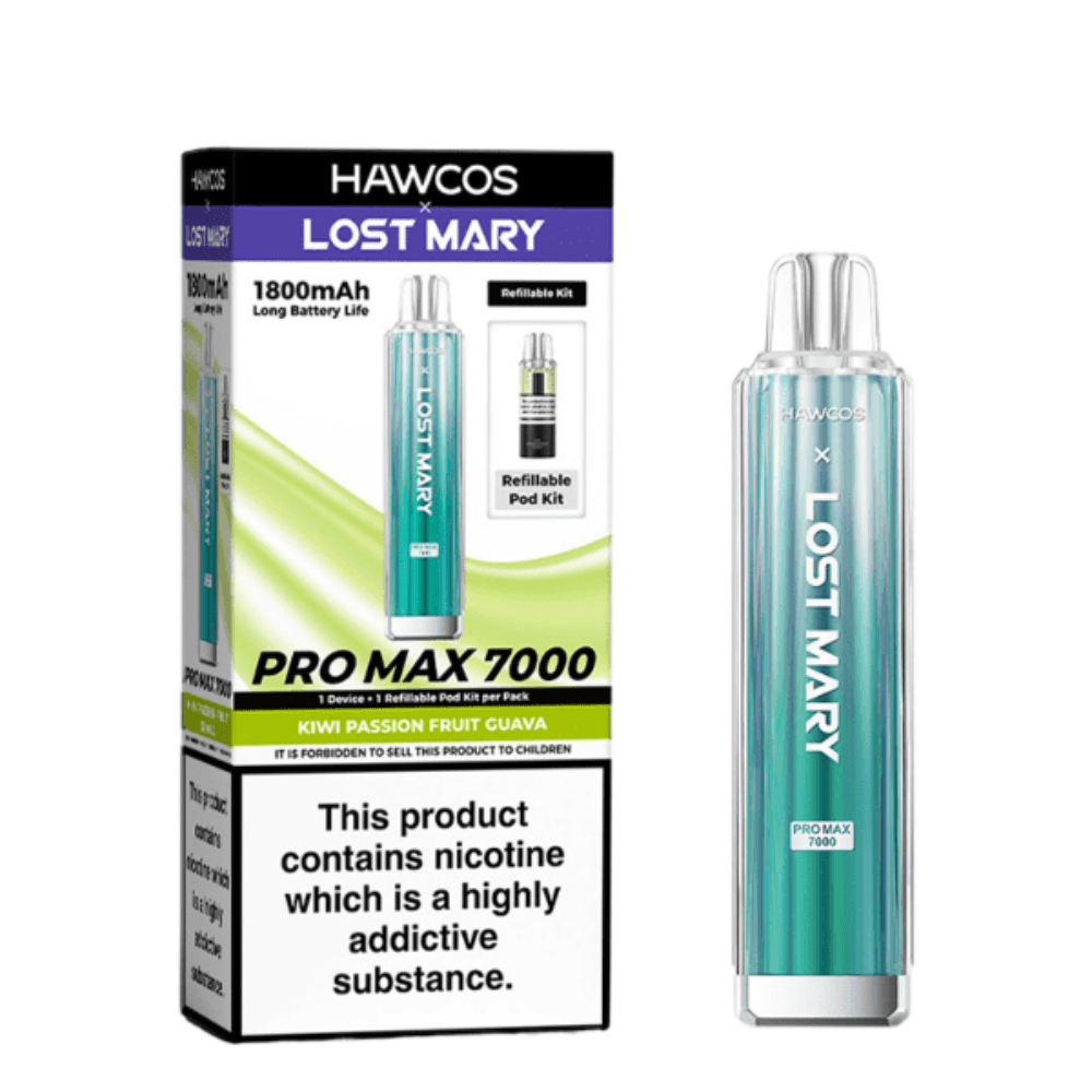  Kiwi Passion Fruit Guava Hawcos x Lost Mary Pro Max 7000 Box of 10