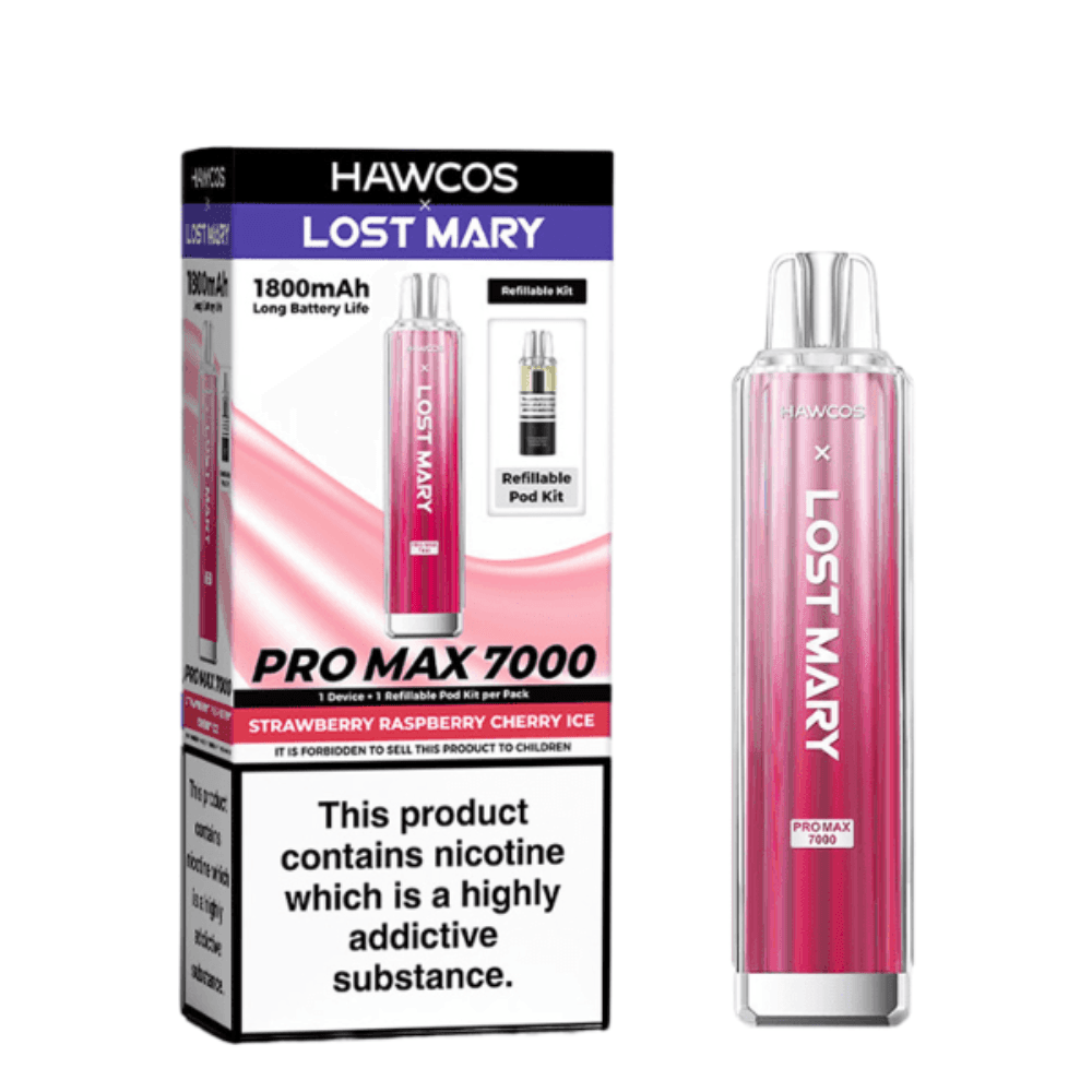  Strawberry Raspberry Cherry Ice Hawcos x Lost Mary Pro Max 7000 Box of 10