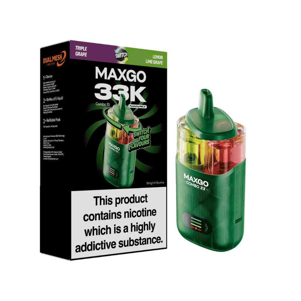  Triple Grape / Lemon Lime Grape Maxgo 33k Prefilled Vape Kit Box of 3