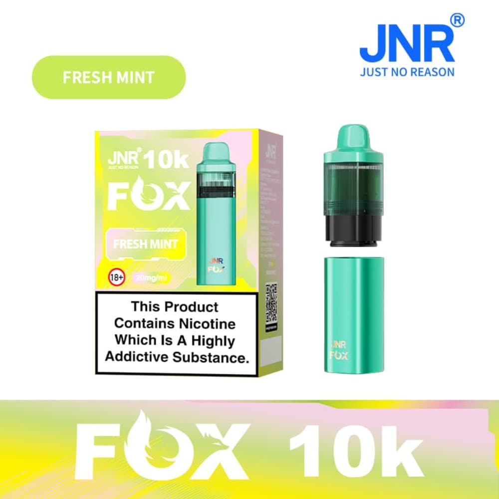  Fresh Mint JNR Fox 10k Prefilled Vape Kit Box of 5