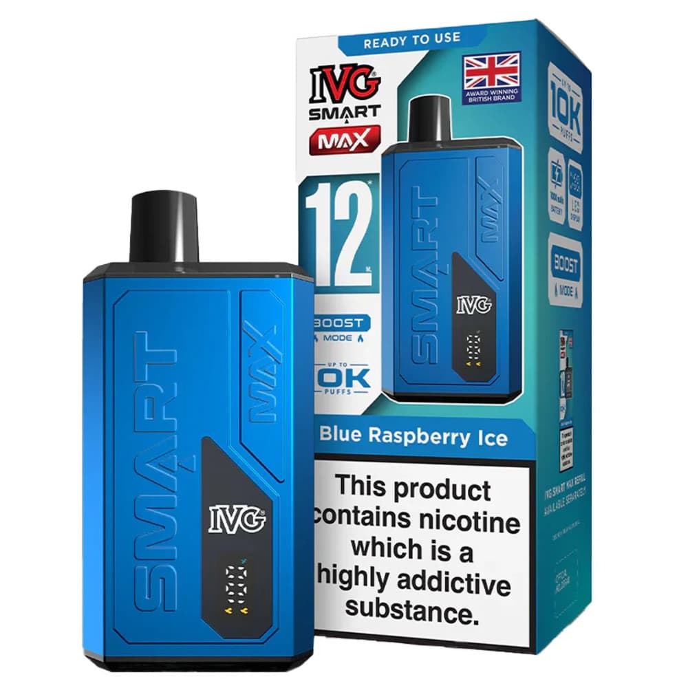  Blue Raspberry Ice IVG Smart Max 10k Vape Kit Box of 5
