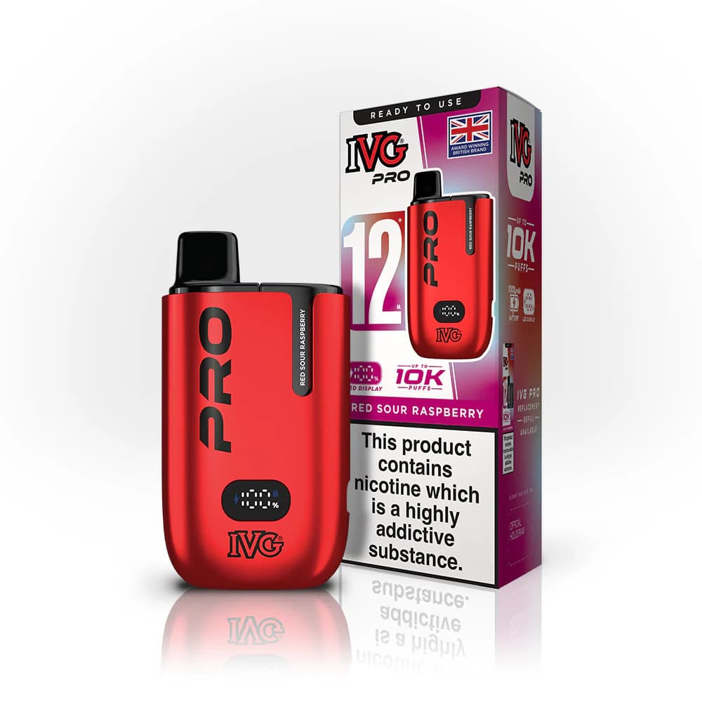  Red Sour Raspberry IVG Pro 10k Vape Kit Box of 5
