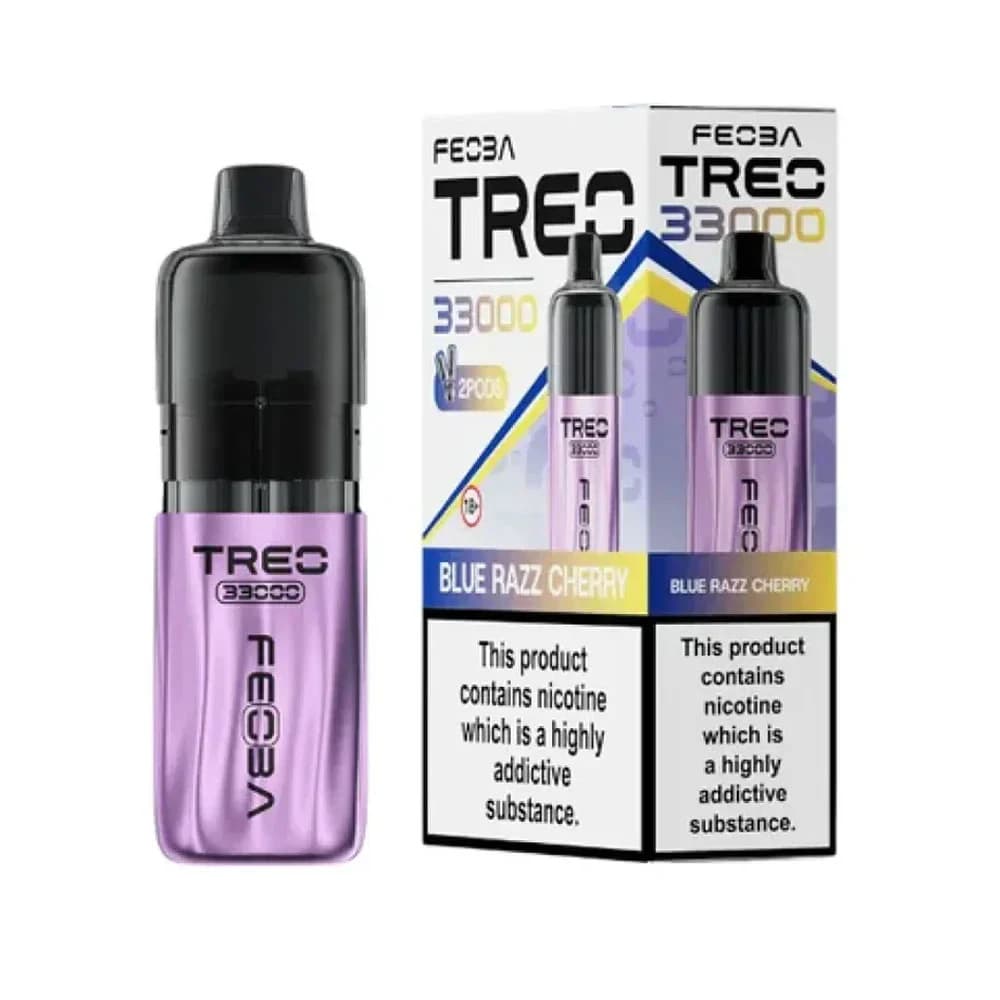  Blue Razz Cherry Feoba Treo 33k Prefilled Vape it Box of 5