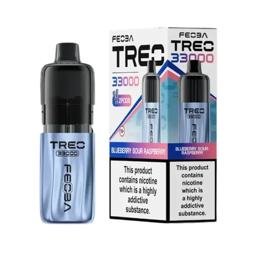  Blueberry Sour Raspberry Feoba Treo 33k Prefilled Vape it Box of 5