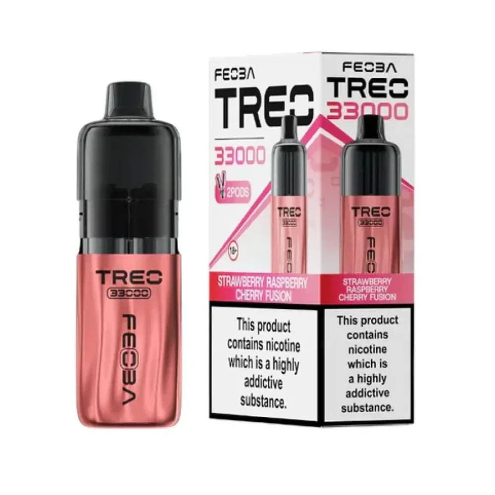  Strawberry Raspberry Cherry Fusion Feoba Treo 33k Prefilled Vape it Box of 5