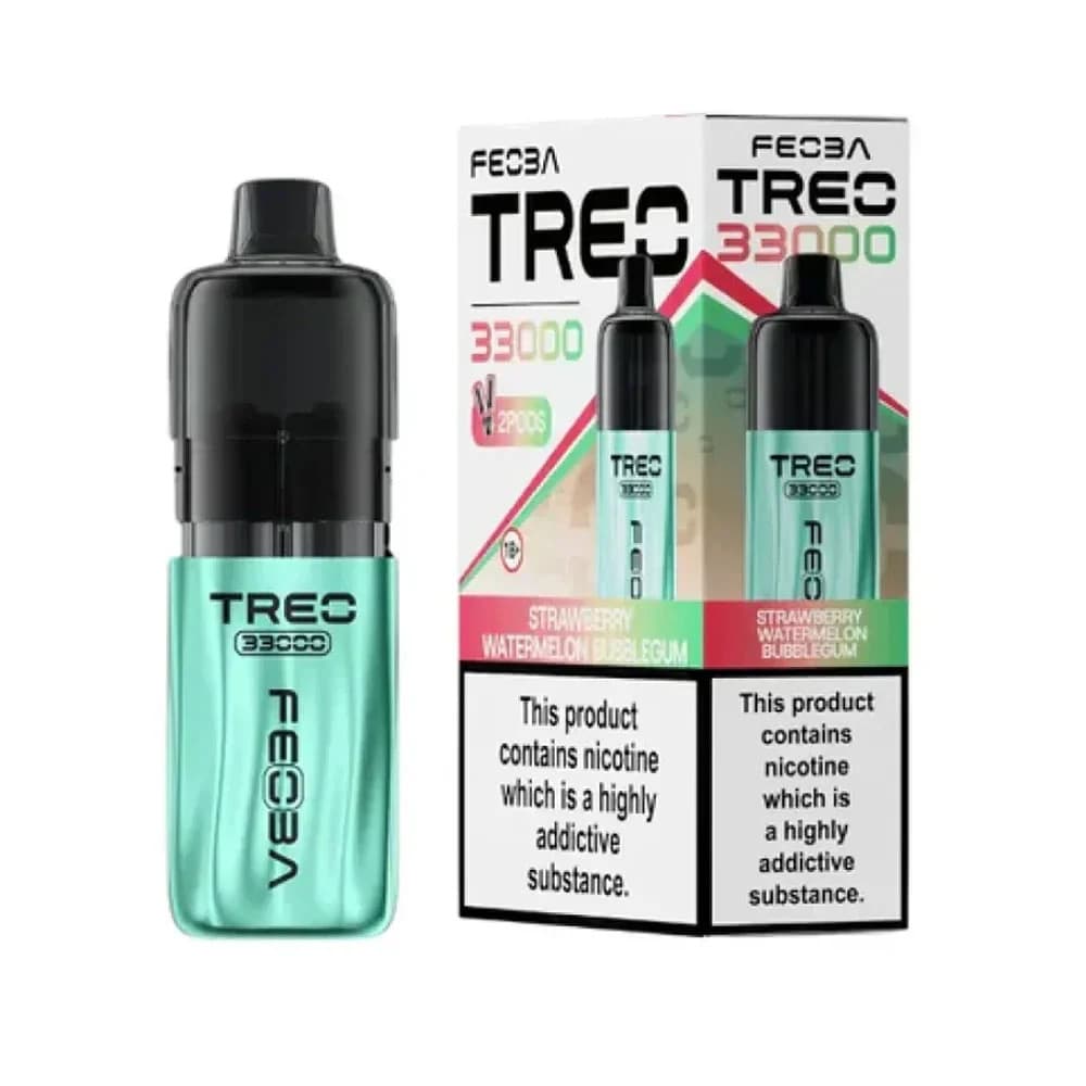  Strawberry Watermelon Bubblegum Feoba Treo 33k Prefilled Vape it Box of 5