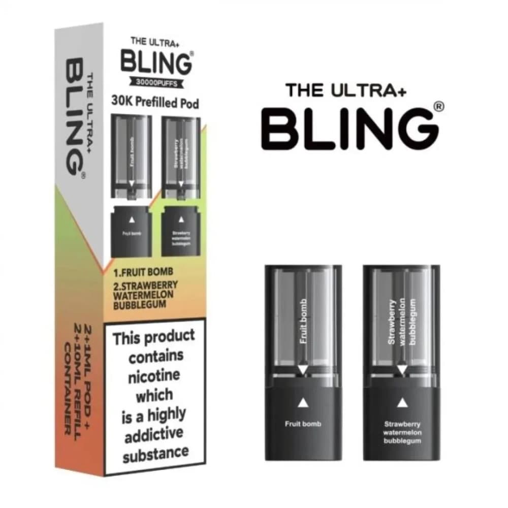  Fruit Bomb/Strawberry Watermelon Bubblegum The Crystal Bling Ultra Plus 30k Pods Pack of 5