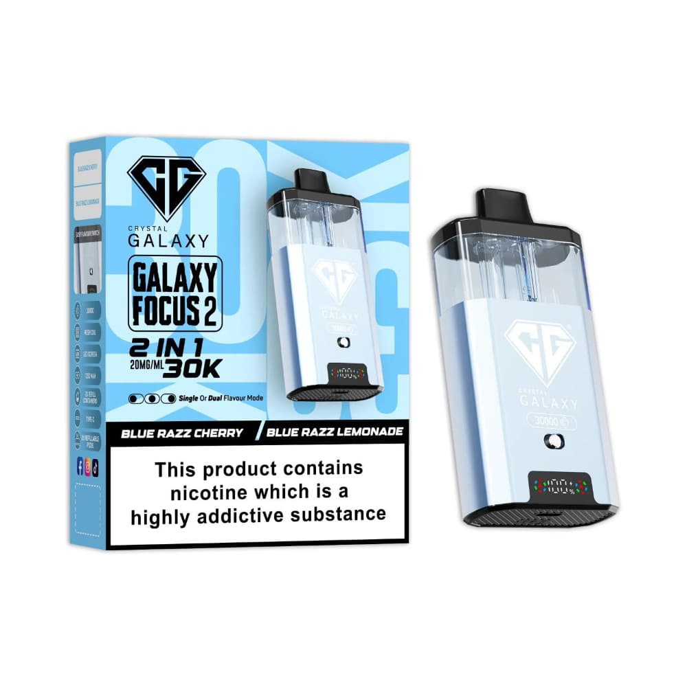  Blue Razz Cherry/Blue Razz Lemonade Crystal Galaxy 30k Focus 2 Vape Kit Box of 5