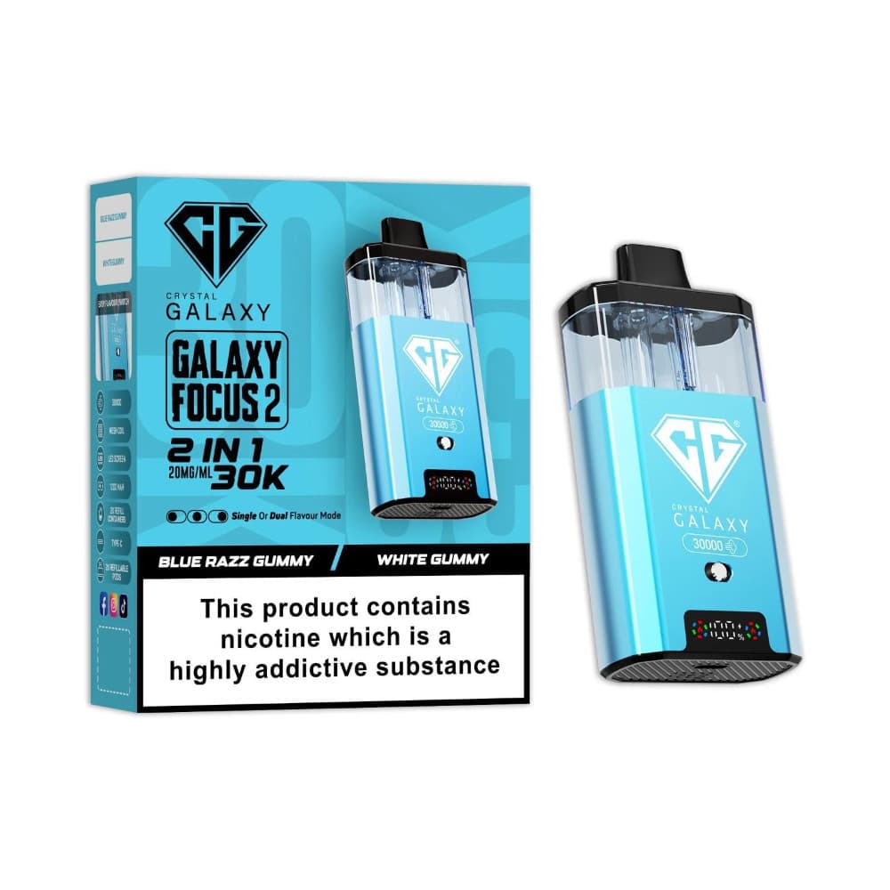  Blue Razz Gummy/White Gummy Crystal Galaxy 30k Focus 2 Vape Kit Box of 5