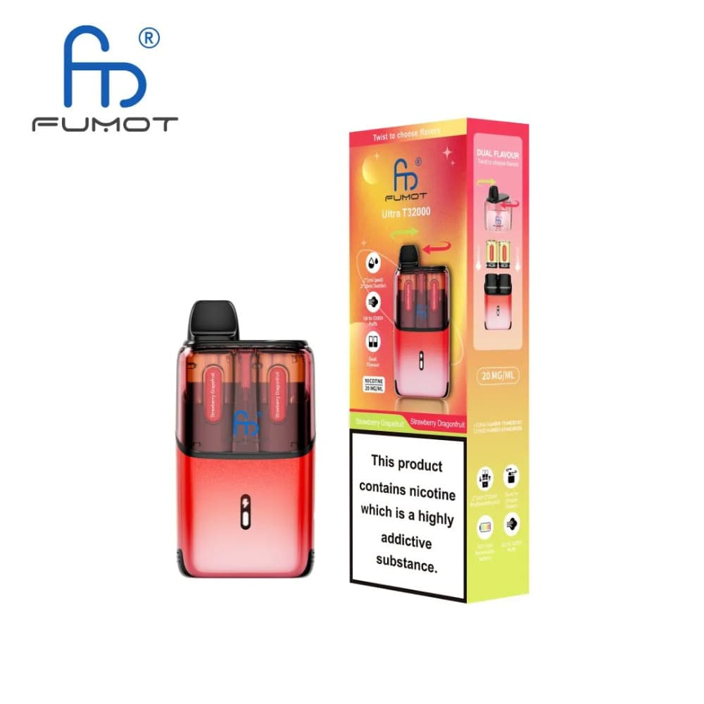  Strawberry Grape Fruit / Strawberry  Dragon Fruit RandM Fumot Ultra T32000 Vape Kit Box of 5
