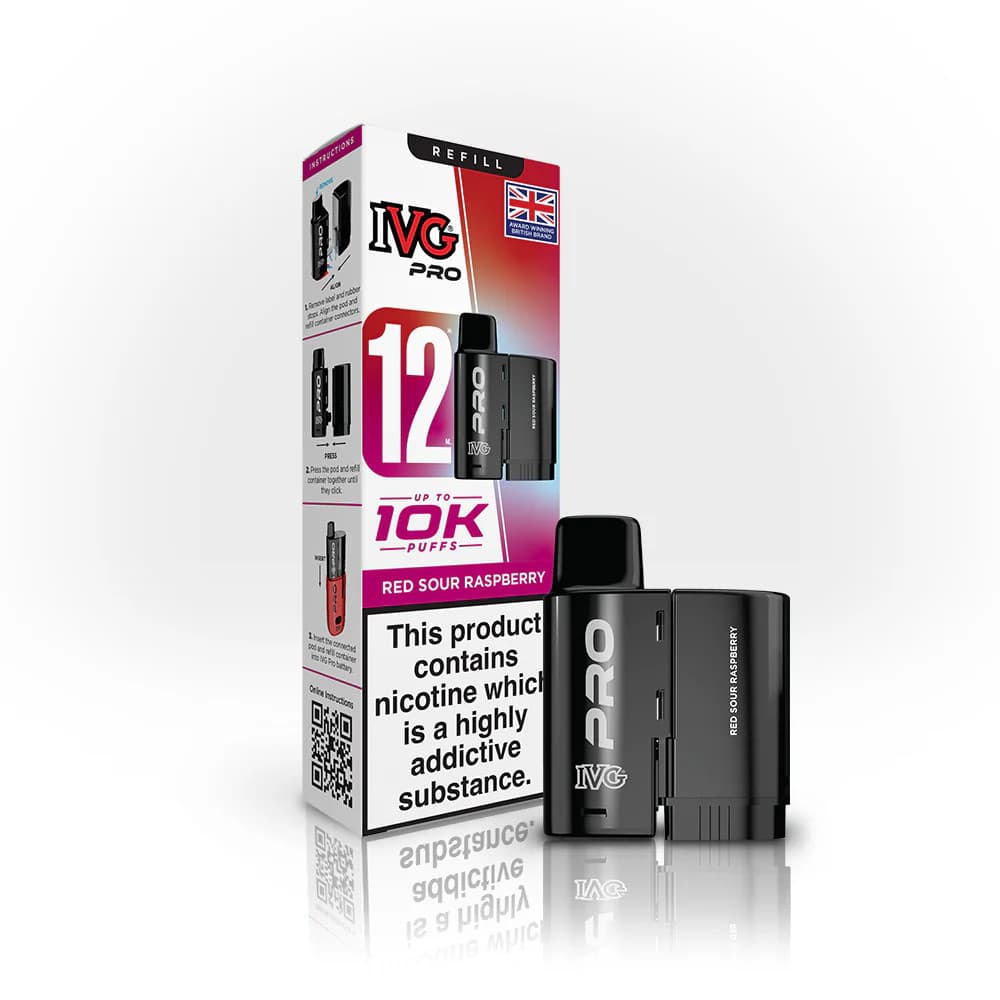  Red Sour Raspberry IVG Pro 10K Pods Pack of 5 | Refill Containers