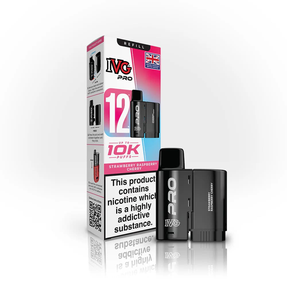 Strawberry Raspberry Cherry IVG Pro 10K Pods Pack of 5 | Refill Containers