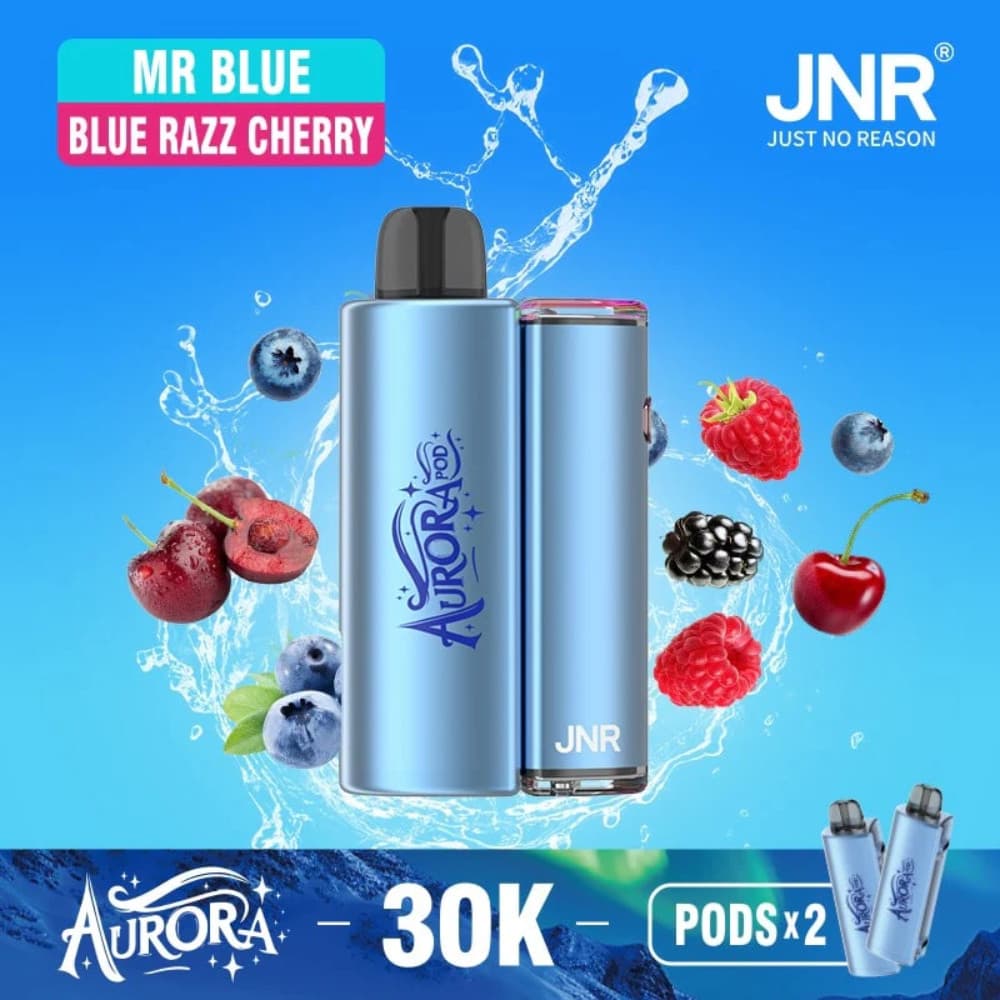  Mr Blue / Blue Razz Cherry JNR Aurora 30k Prefilled Vape Kit Box of 5
