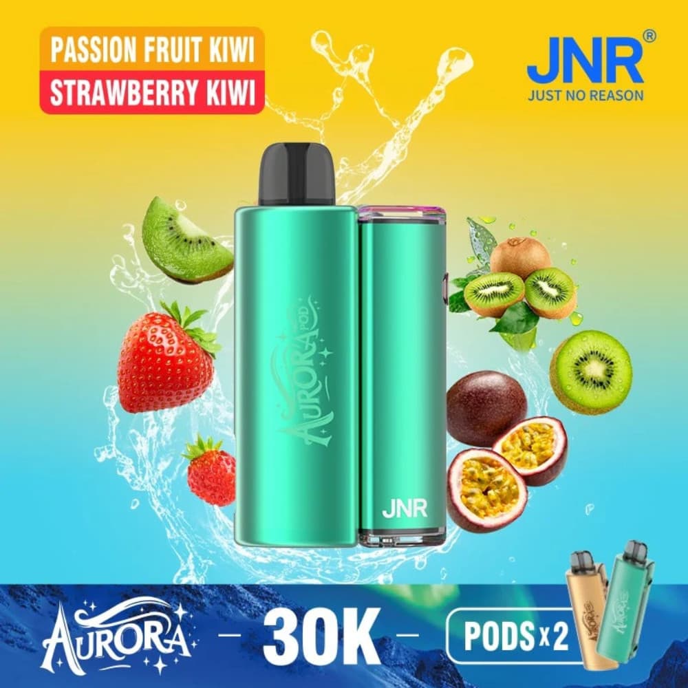  Passionfruit Kiwi / Strawberry Kiwi JNR Aurora 30k Prefilled Vape Kit Box of 5