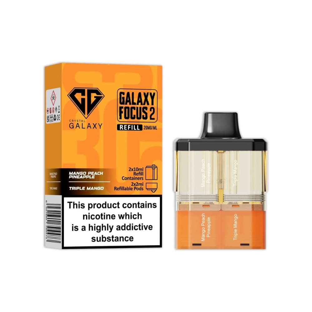  Mango Peach Pineapple / Triple Mango Crystal Galaxy 30k Focus 2 Pods Pack of 5