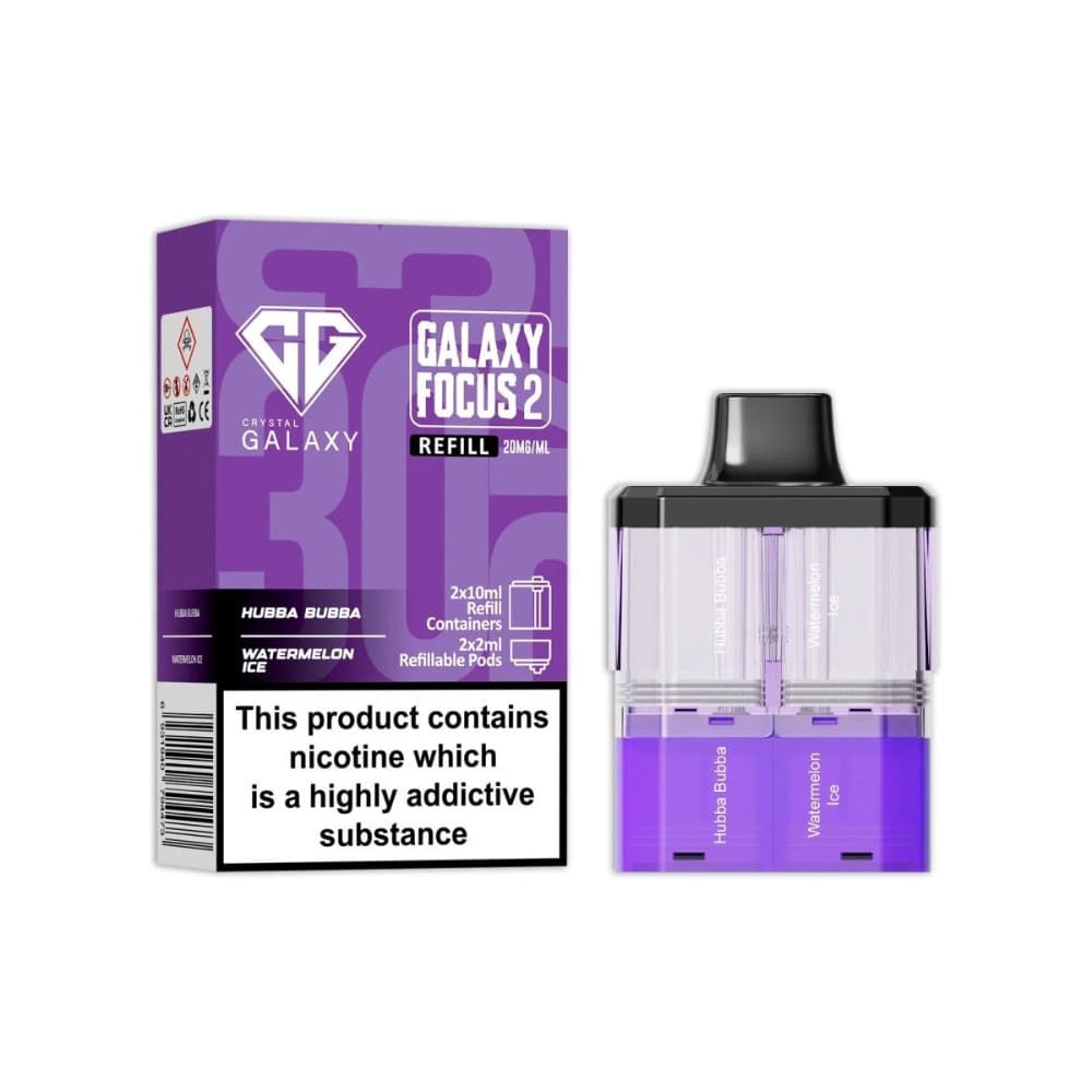  Hubba Bubba / Watermelon Ice Crystal Galaxy 30k Focus 2 Pods Pack of 5