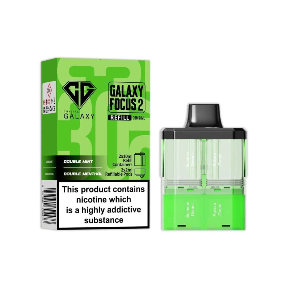  Double Mint / Double Menthol Crystal Galaxy 30k Focus 2 Pods Pack of 5