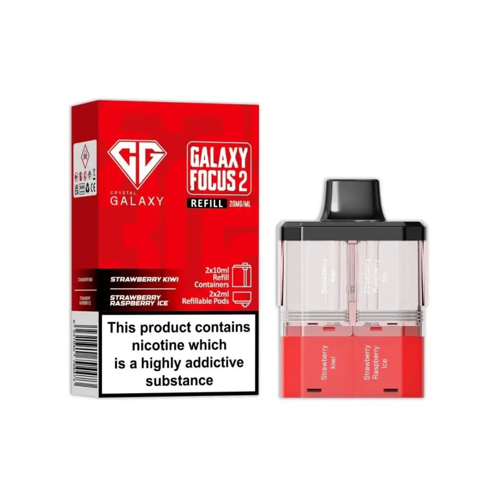  Strawberry Kiwi / Strawberry Raspberry Crystal Galaxy Focus 6k Pods Pack of 5