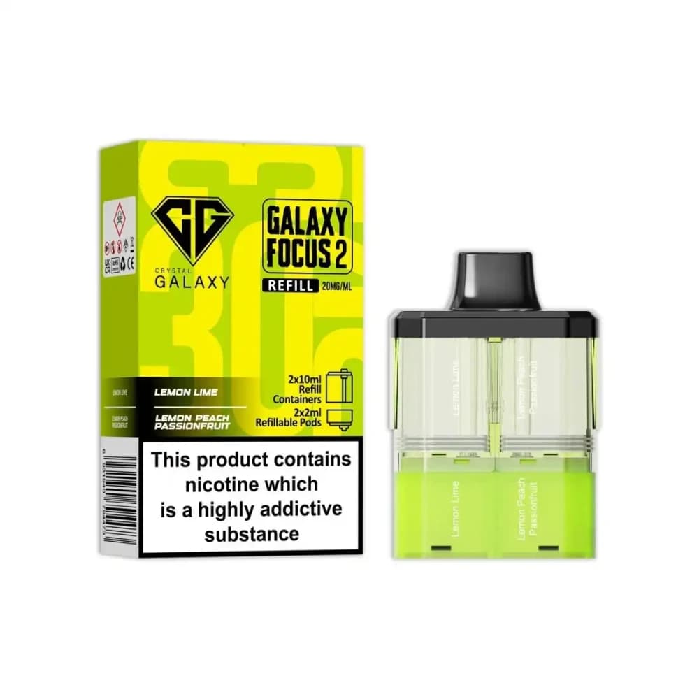  Lemon Lime / Lemon Passion Fruit Crystal Galaxy Focus 6k Pods Pack of 5