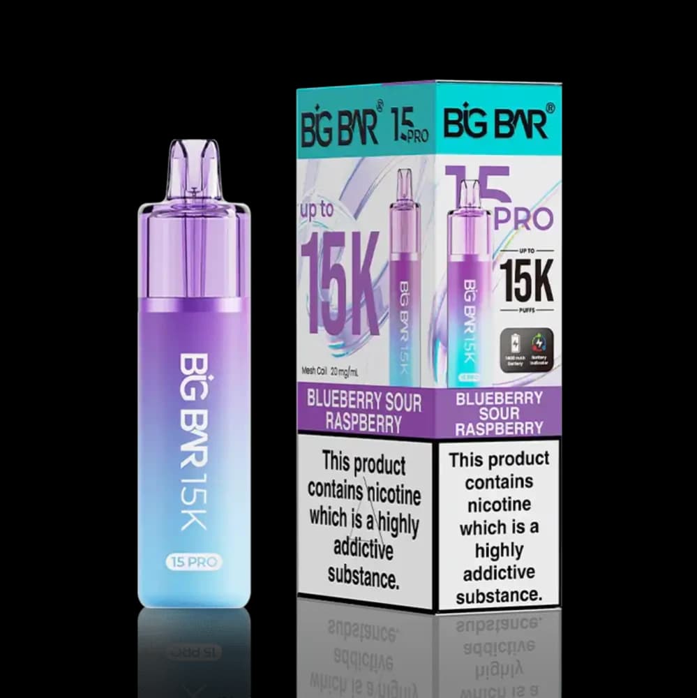  Blueberry Sour Raspberry Big Bar Pro 15k Vape Kit Box of 5