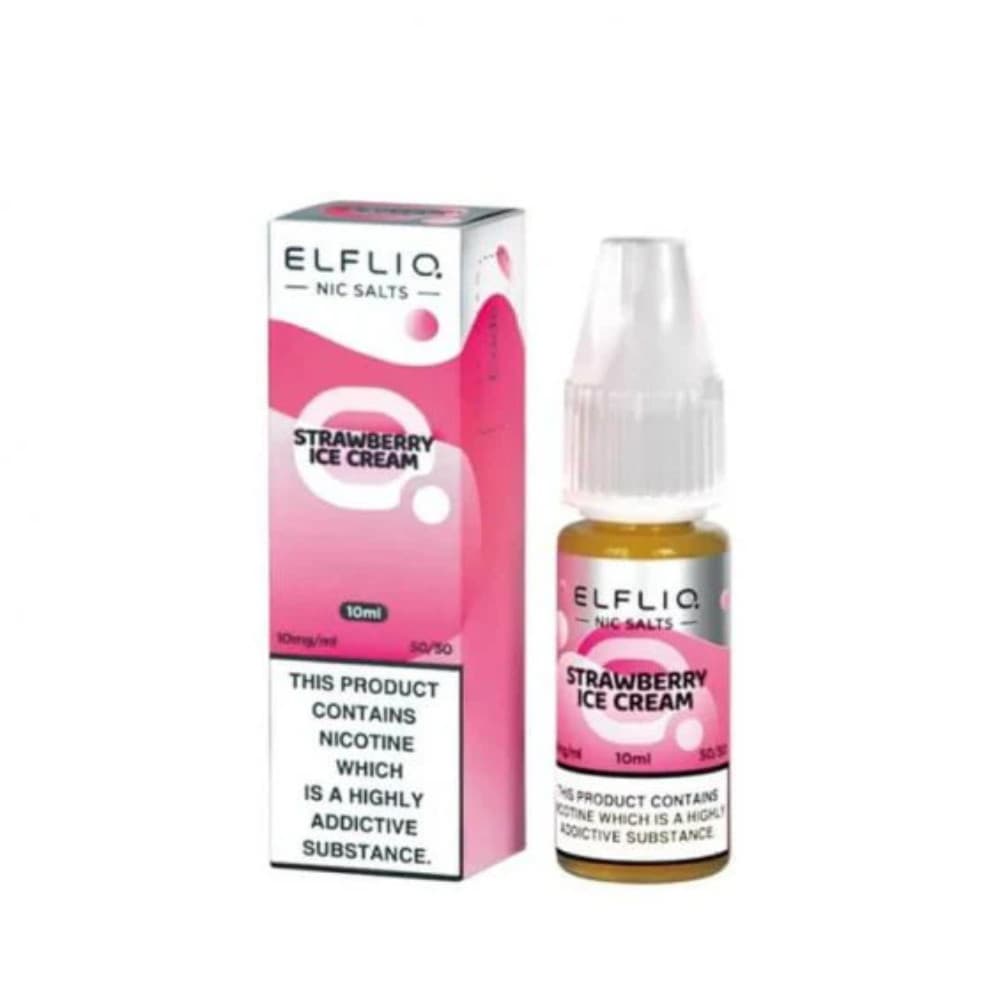  Strawberry Ice Cream / 20mg Elf Bar Elfliq Nic Salt E-Liquids 10ml Box of 10