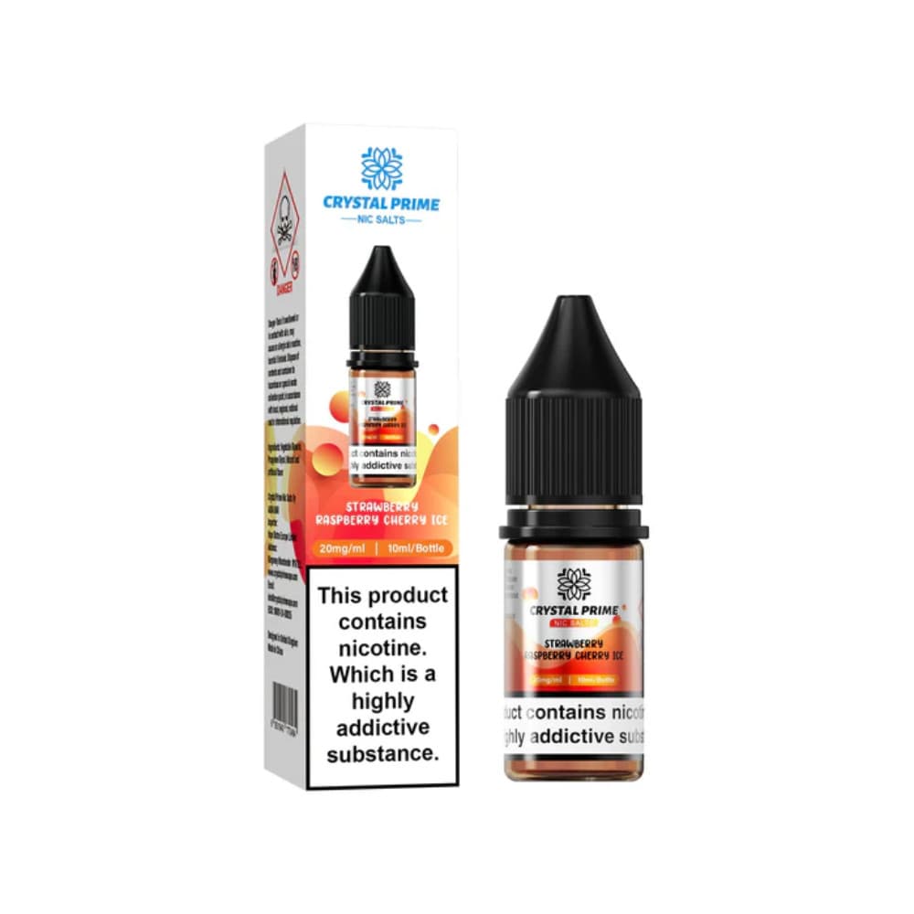  Strawberry Raspberry Cherry Ice / 10mg Crystal Prime Nic Salts E-Liquids 10ml Box of 10