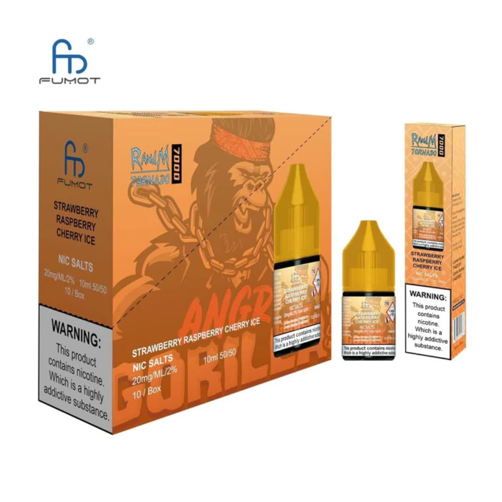  Strawberry Raspberry Cherry RandM 7000 Nic Salts E-Liquids 10ml Box of 10