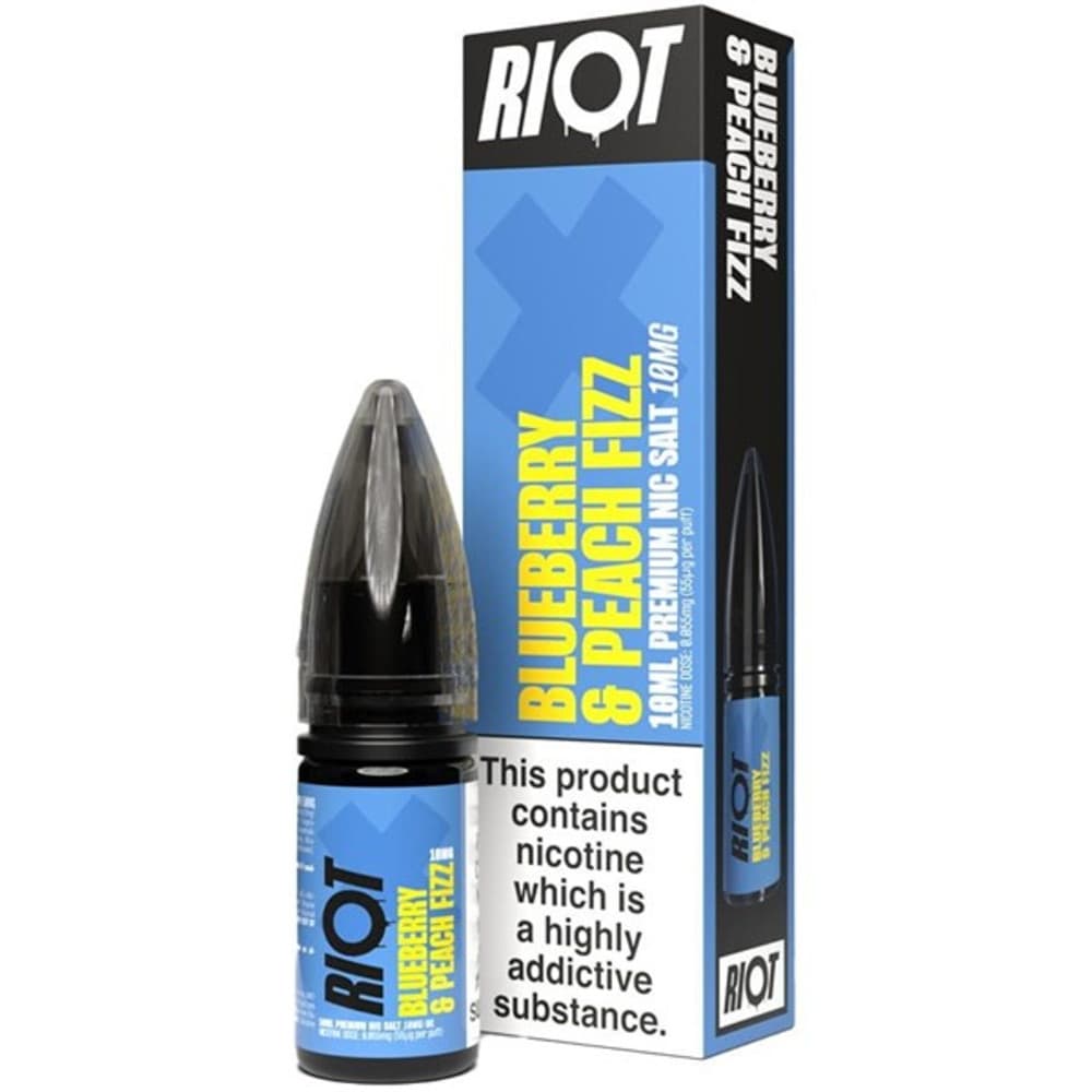  Blueberry Peach Fizz / 10mg Riot X Nic Salts e liquids 10ml Box of 10