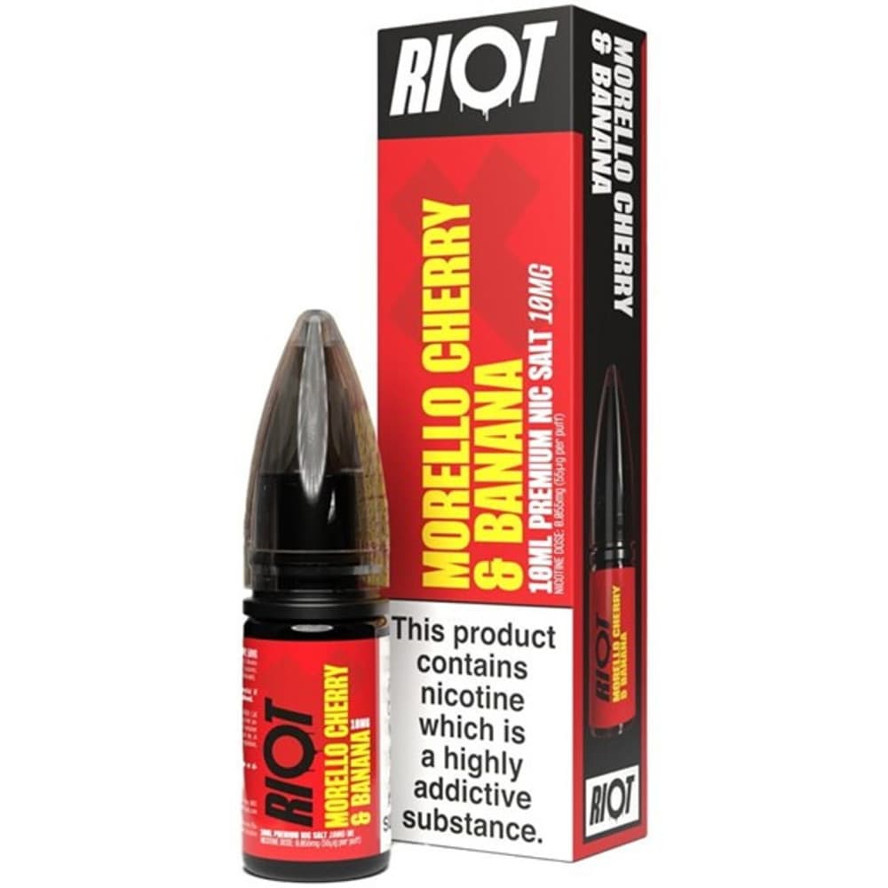  Morella Cherry & Banana / 10mg Riot X Nic Salts e liquids 10ml Box of 10