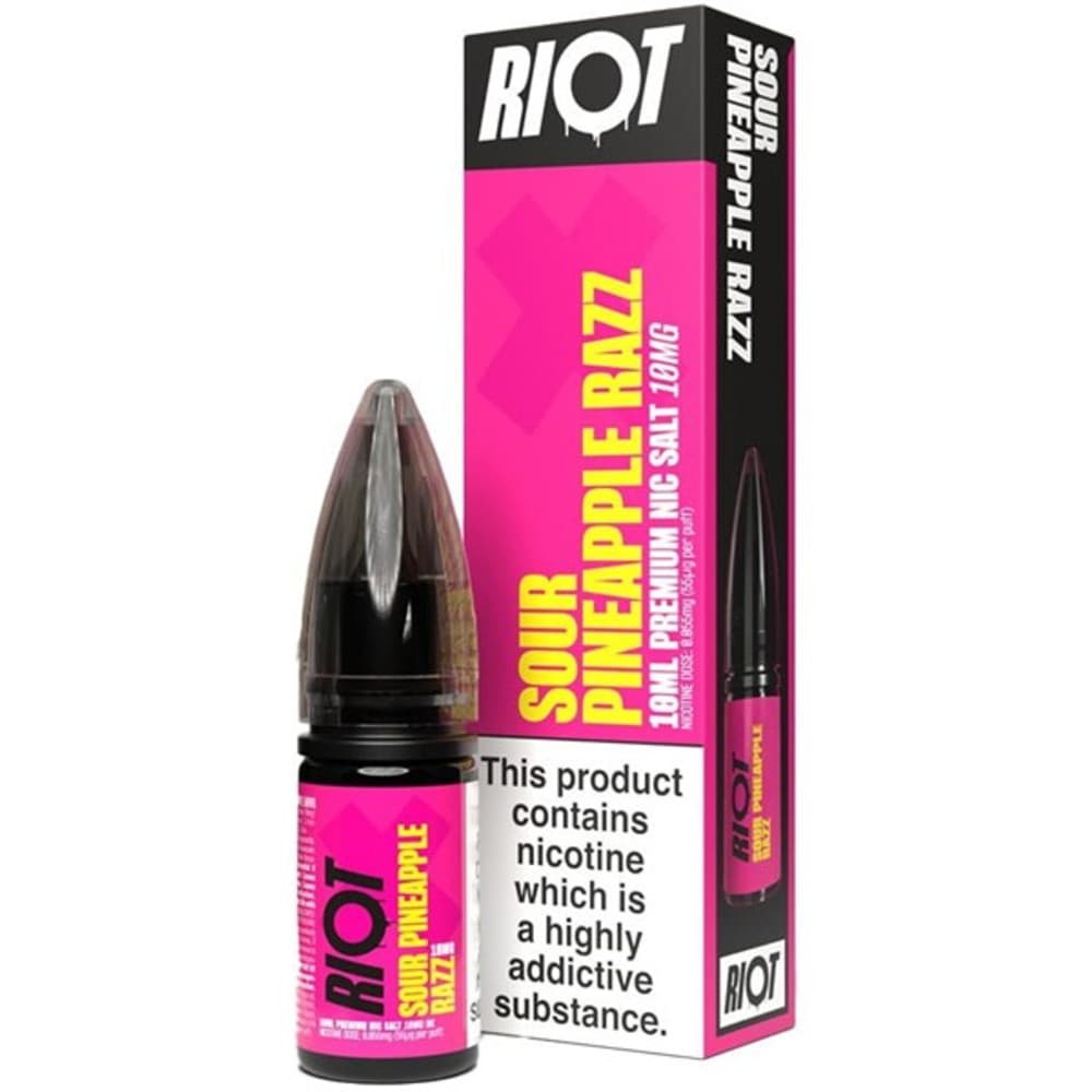  Sour Pineapple Razz / 20mg Riot X Nic Salts e liquids 10ml Box of 10