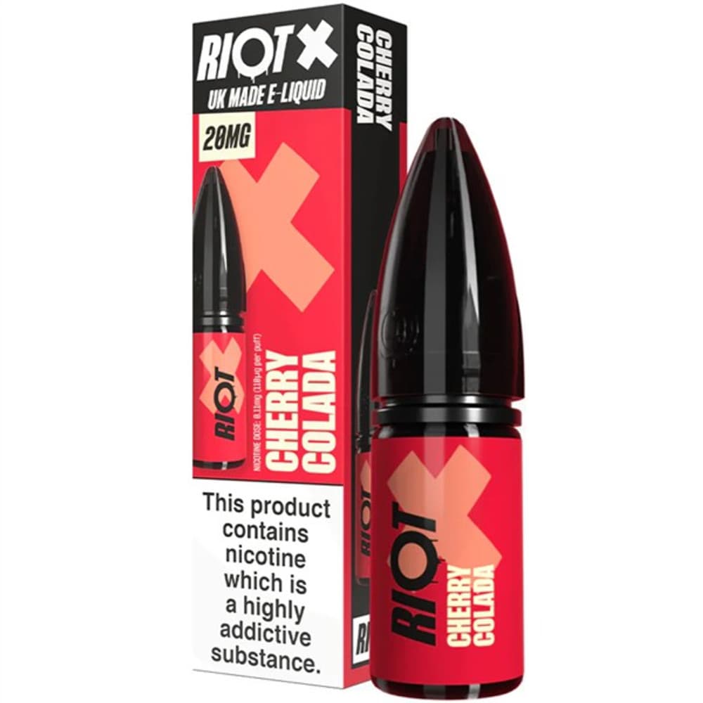  Cherry Colada / 10mg Riot X Nic Salts e liquids 10ml Box of 10