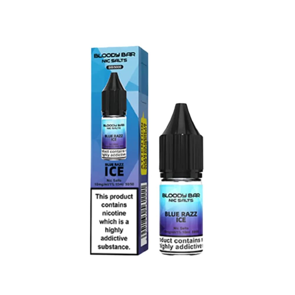  Blue Razz Ice / 10mg Bloody Bar Nic Salts e liquids 10ml Box of 10