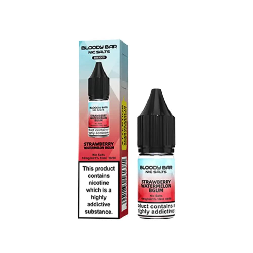  Strawberry Watermelon Bgum / 10mg Bloody Bar Nic Salts e liquids 10ml Box of 10