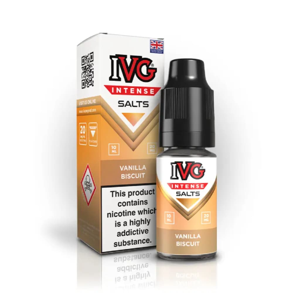  Vanilla Biscuit / 20mg IVG Intense Nic Salts e liquids 10ml Box of 10