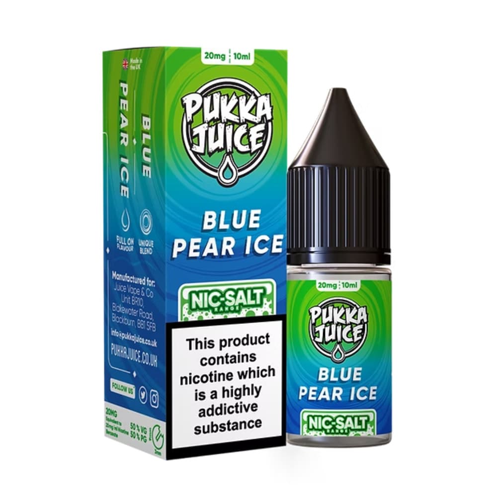  Blue Pear Ice / 20mg Pukka Juice Nic Salts e liquids 10ml Box of 10
