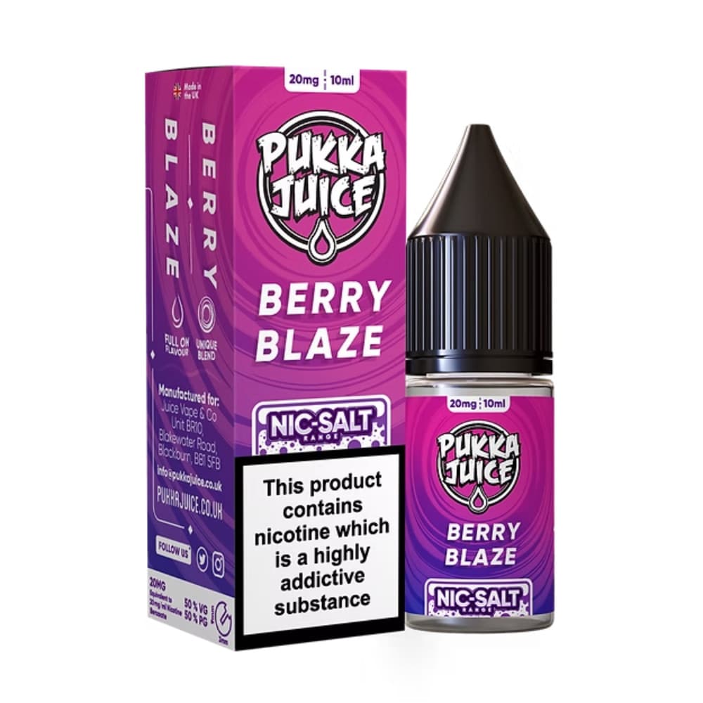  Berry Blaze / 20mg Pukka Juice Nic Salts e liquids 10ml Box of 10