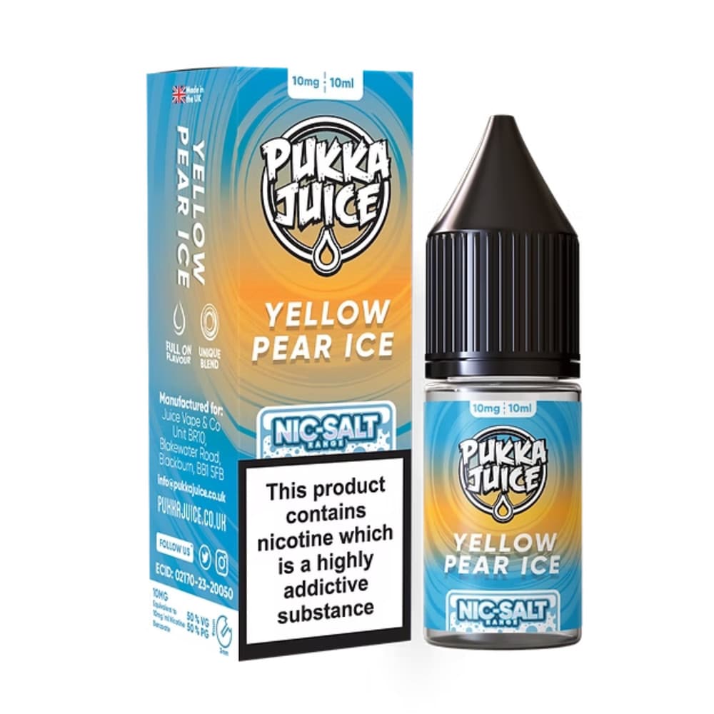  Yellow Pear Ice / 20mg Pukka Juice Nic Salts e liquids 10ml Box of 10