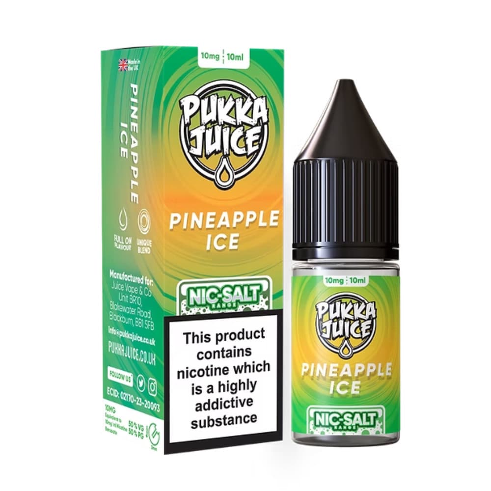  Pineapple Ice / 20mg Pukka Juice Nic Salts e liquids 10ml Box of 10