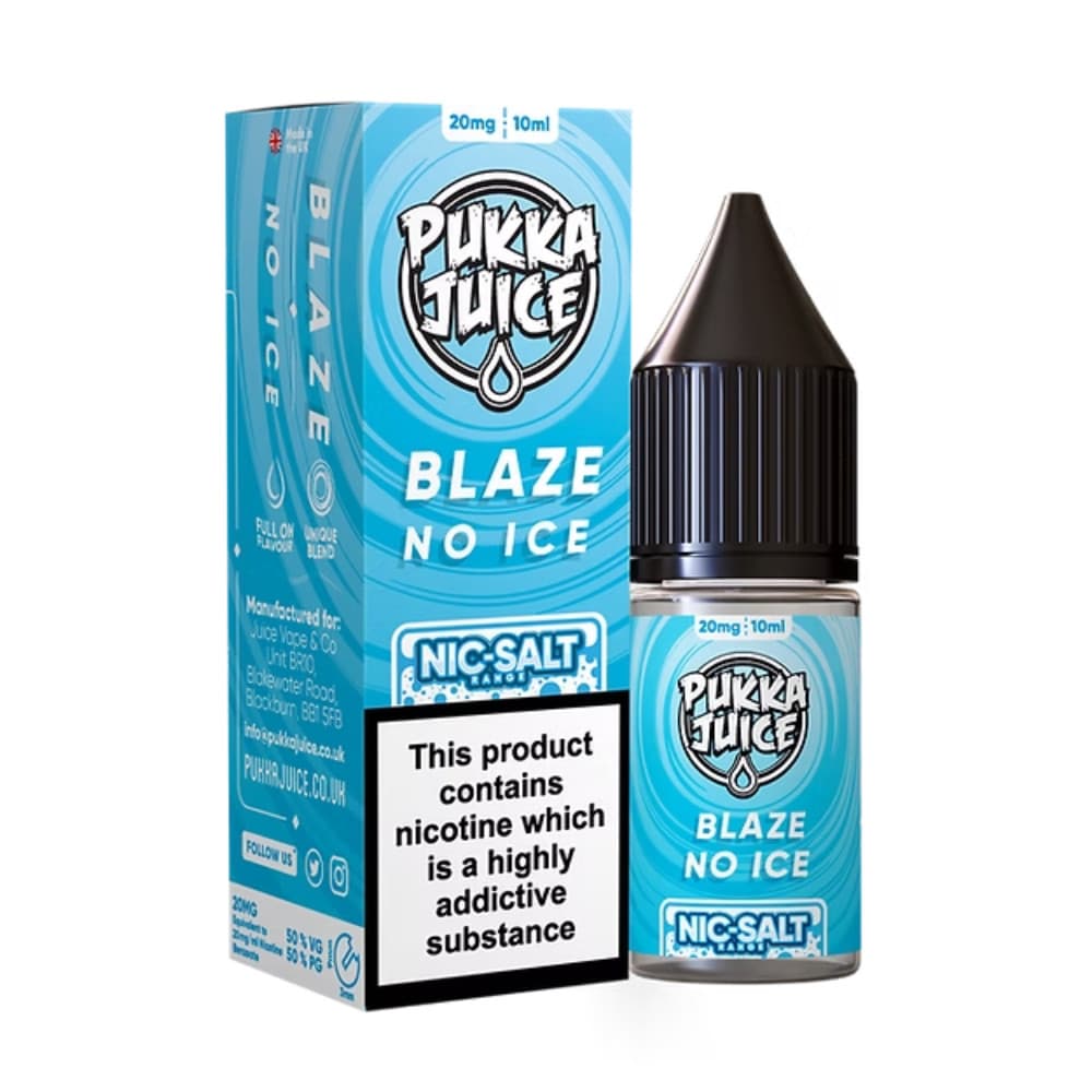  Blaze No Ice / 20mg Pukka Juice Nic Salts e liquids 10ml Box of 10