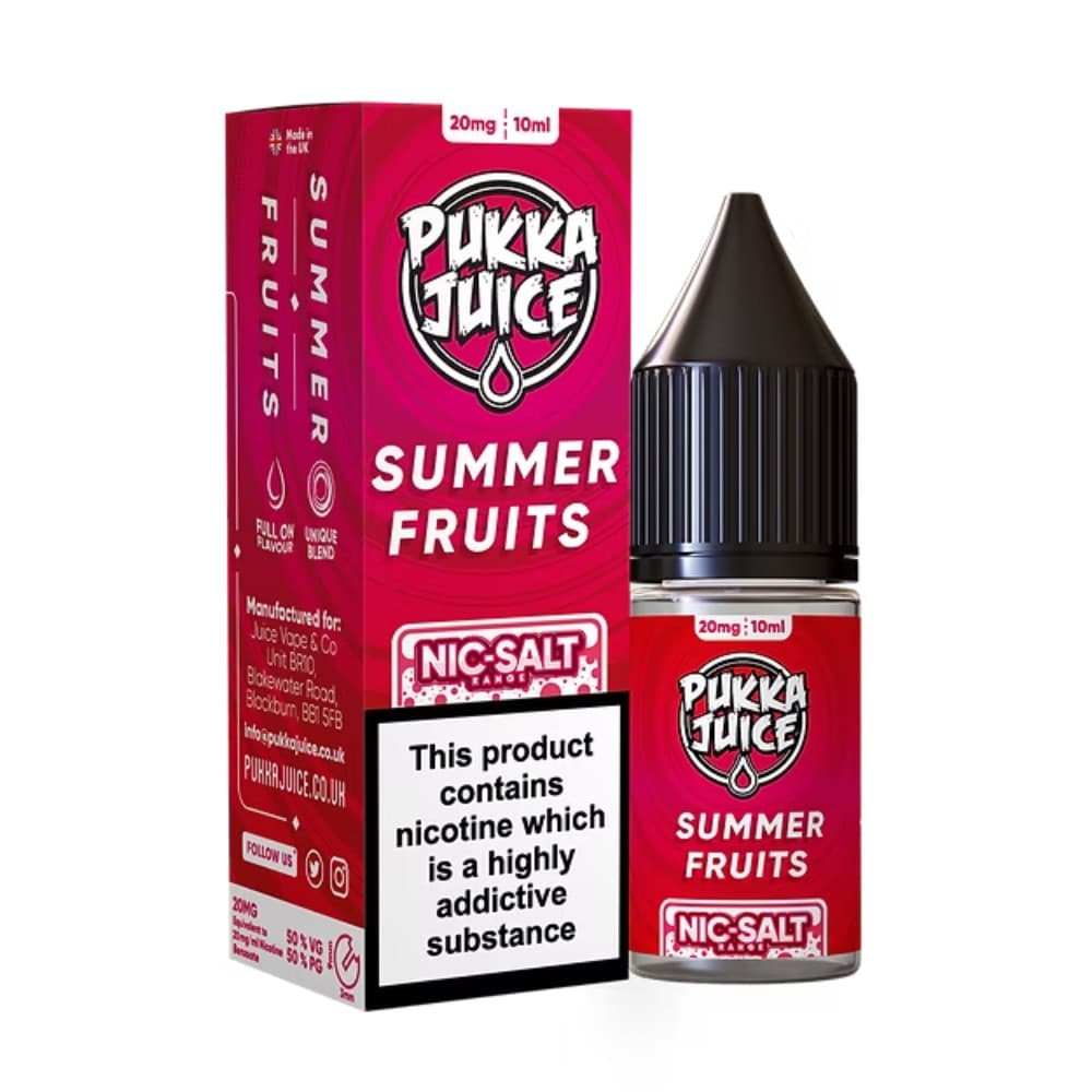  Summer Fruits / 10mg Pukka Juice Nic Salts e liquids 10ml Box of 10