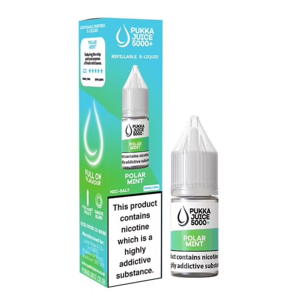  Polar MInt / 10mg Pukka Juice 5000+ Nic Salts e liquids 10ml Box of 10