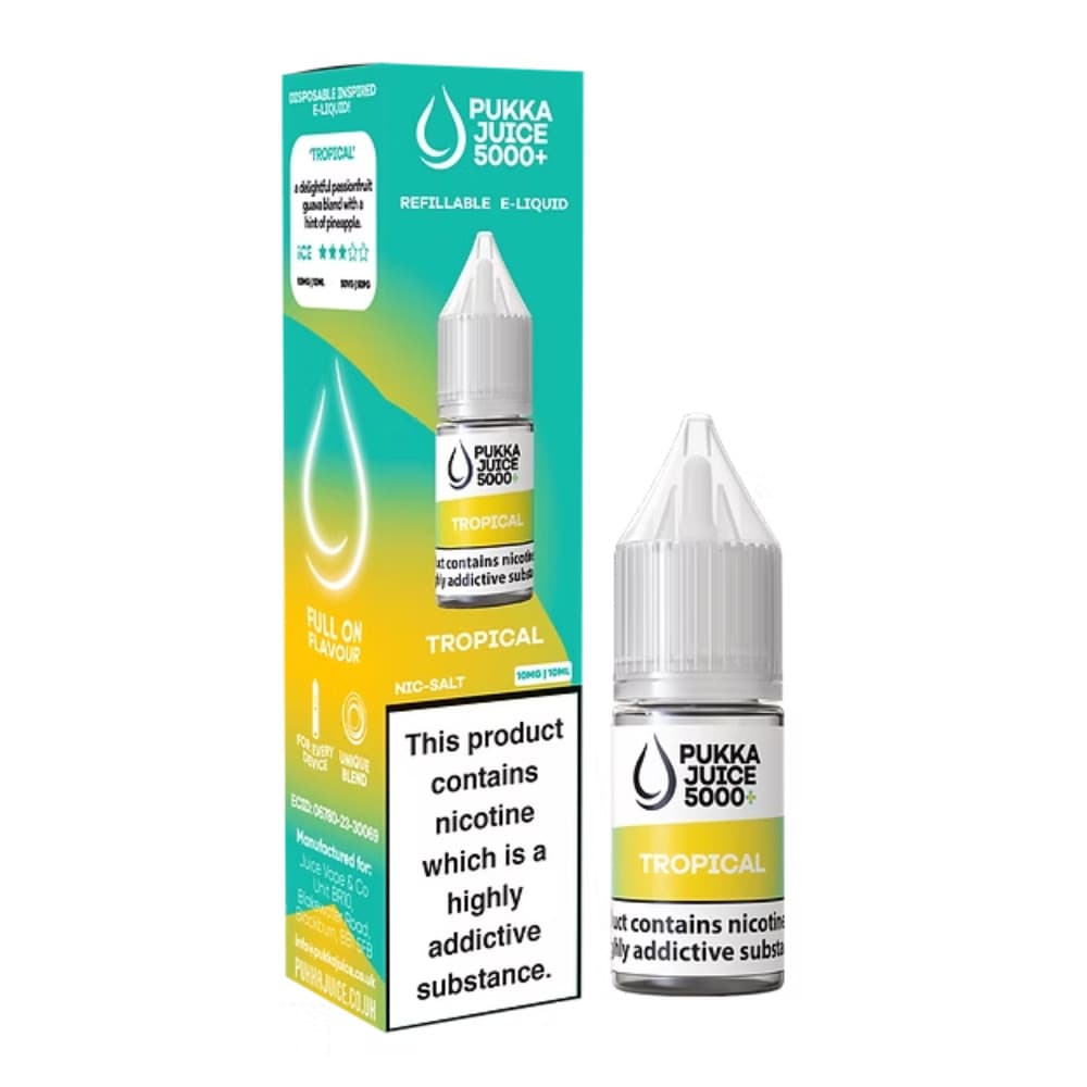  Tropical / 10mg Pukka Juice 5000+ Nic Salts e liquids 10ml Box of 10