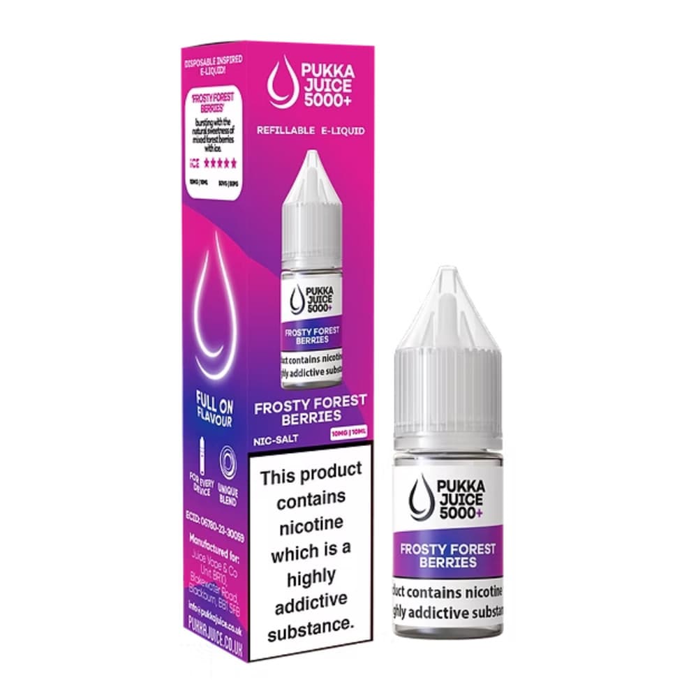  Frosty Frorest Berries / 20mg Pukka Juice 5000+ Nic Salts e liquids 10ml Box of 10