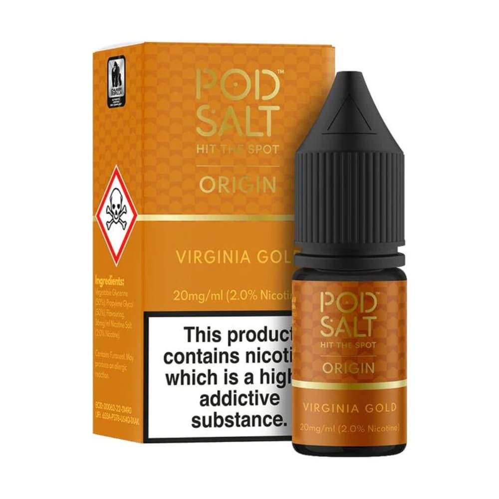  Virgina Gold / 10mg Pod Salt Origin Nic Salts e liquids 10ml Box of 5